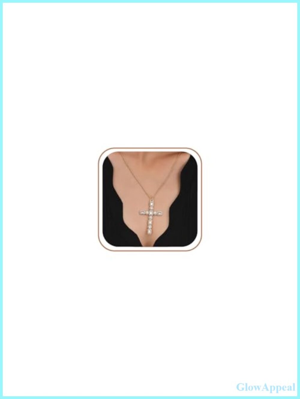 Large 14K Gold Plated Cross Pendant Necklace for Women